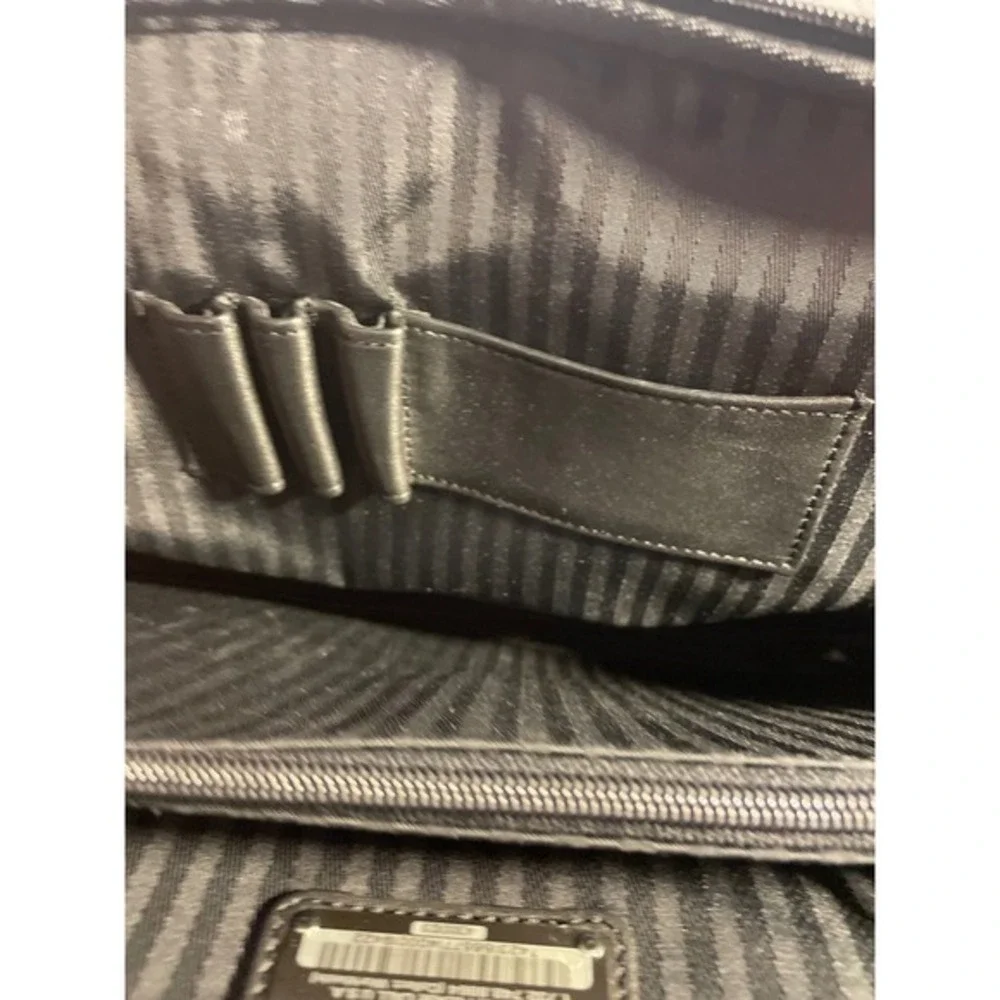 Tumi Black Leather Trimmed Briefcase Laptop‎ Bag Business Travel Commute